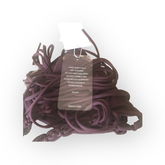 new Mikoh ꧁ Indies Strappy Macramé Halter Strap Triangle Bikini Top ꧂ Wine Small - Picture 13 of 16